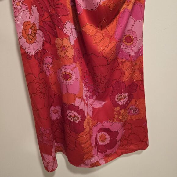 Trina Turk Admirable One Shoulder Floral Shift Mini Dress Sz 6 Womens Pink Red - Picture 4 of 12